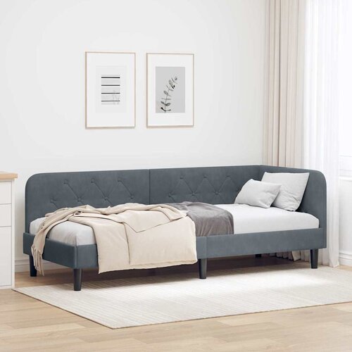vidaXL kutni okvir kreveta s uzglavljem tamno siva 80 x 200 cm bar&scaron;un Cijene