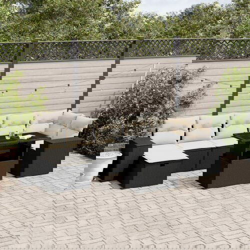 VidaXL 8-dijelni set vrtnih sofa od poliratana s jastucima crni Slike