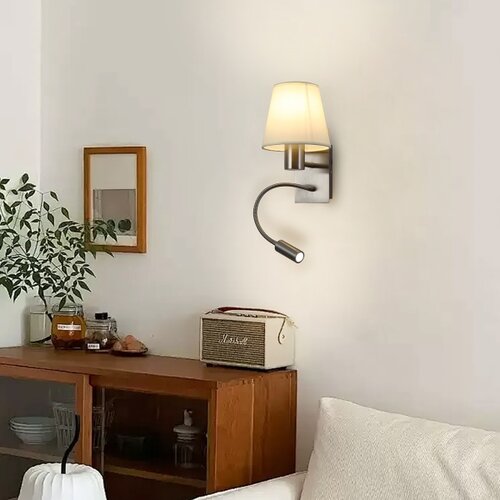  Brilagi - LED zidna lampa NUBILA 1xE27/25W/230V+LED/3W matni hrom/krem Slike