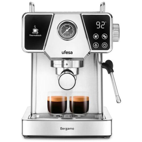 Ufesa Bergamo espresso aparat za mleti kavni prah, 20 barov pritiska, z manometrom, Thermoblock ogrevanjem in penilcem mleka Cene