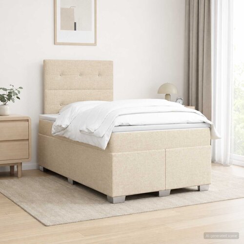  Boxspring krevet s madracem Krem 120 x 190 cm Tkanina Cene