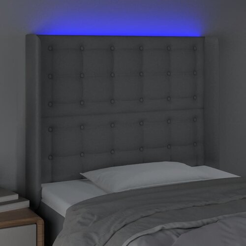  LED uzglavlje svjetlosivo 103 x 16 x 118/128 cm od tkanine Slike