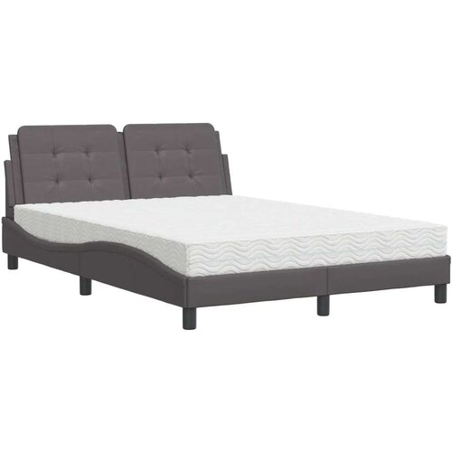  Krevet s madracem sivi 120 x 200 cm od umjetne kože Slike