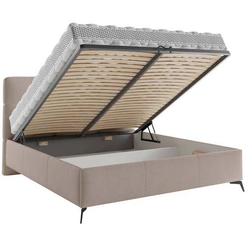 CARRYHOME OBLAZINJENA POSTELJA 140 cm x 200 cm , tekstil svetlo rjava Slike