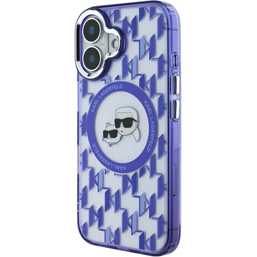 Karl Lagerfeld Ovitek za iPhone 16 MagSafe z monogramom in motivom Karl in Choupette, Vijolična, (5000190415) Slike