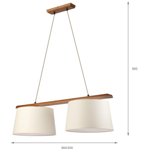  Luster na sajli AIDA 2xE27/15W/230V prečnik 35 cm hrast/krem Slike