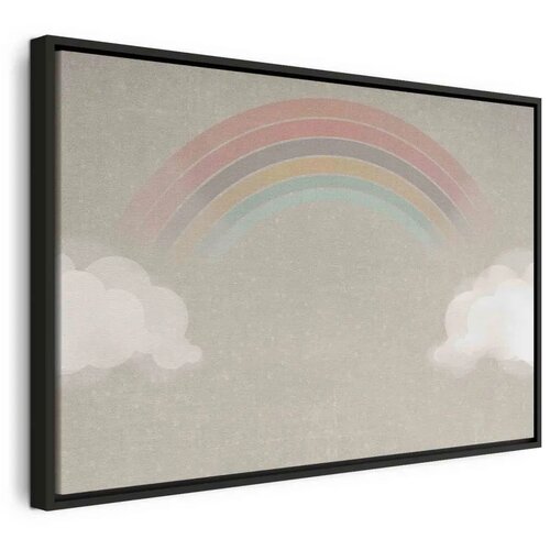  Slika - Rainy June - Colorful Rainbow Emerging from Clouds on a Bright Background 120x80 U crnom drvenom okviru Cene