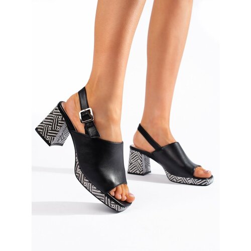 SERGIO LEONE Black stylish sandals on a heel by Cene