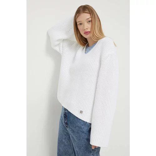 Hugo Pamučni pulover boja: bijela, topli