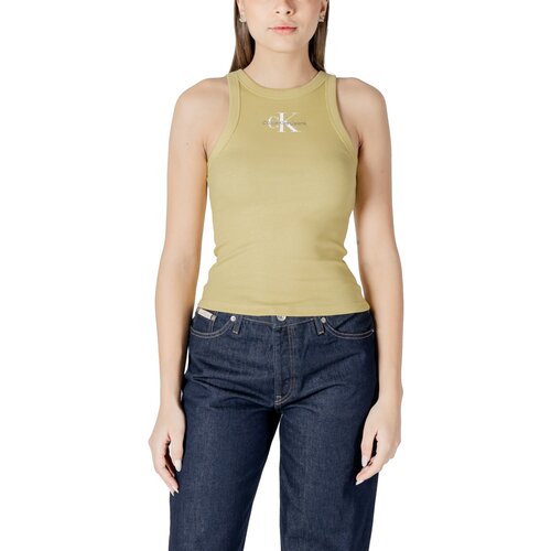 Calvin Klein Jeans Majice brez rokavov MONOLOGO RIB TANK J20J225301 Rumena Cene