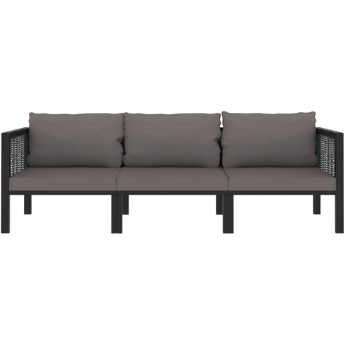 Maison Chic kavč - Sofa - Kanape trosed z blazinami antraciten poli ratan, (21726868) Cene