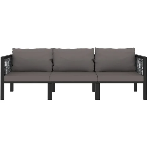 MAISON CHIC kavč - Sofa - Kanape trosed z blazinami antraciten poli ratan, (21726868)