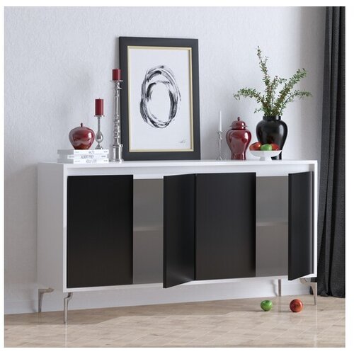 Hanah home Komoda s ladicama PEETA 140x94x40cm Crno-bijela Cene
