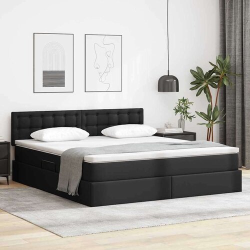vidaXL Krevet s od storage s madracem Crna 180 x 200 cm Lažna koža Cijene