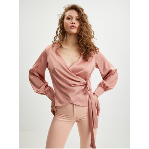 Guess Pink Ladies Wrap Satin Blouse Lovisa - Women Slike