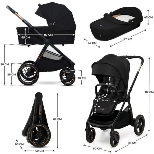 Kinderkraft dječja kolica Nea 2 2u1, Midnight Black Slike