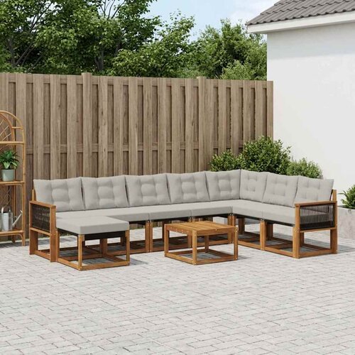  Set vanjskih sofa 9 kom. Prirodna i Svjetlosiva Cene
