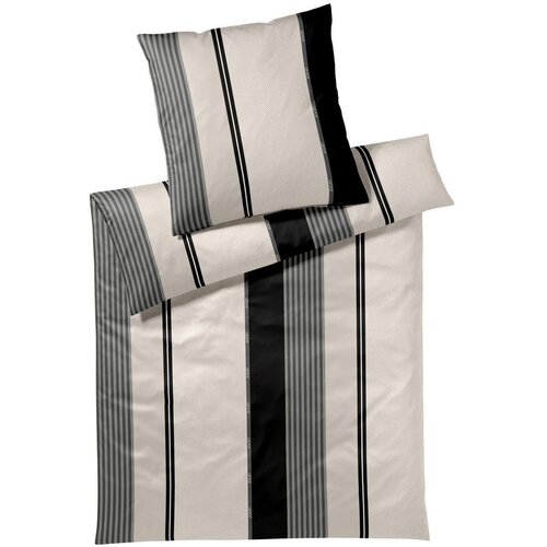 Joop! OBOJESTRANSKA POSTELJNINA Herringbone Stripes 140/200 cm mako saten črna Slike