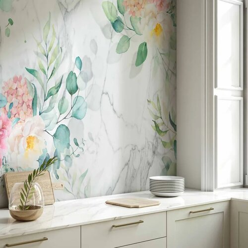  Foto tapeta - Flowery Marble 200x140 Slike