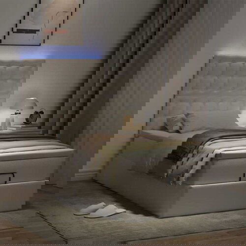 VidaXL Okvir kreveta s madracem bijela 100x200cm umjetna koža Slike