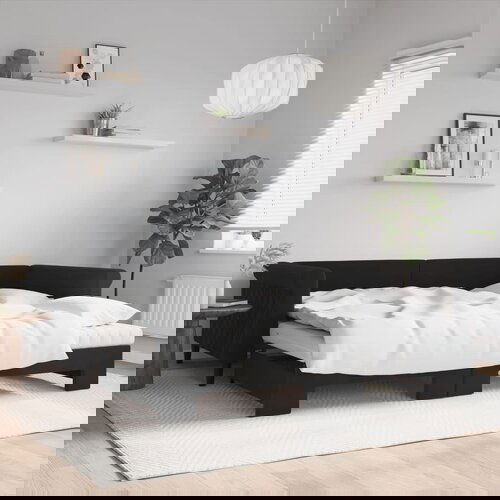 VidaXL Dnevni krevet na razvlačenje s madracima crni 100x200 cm bar&amp;scaron;un Slike