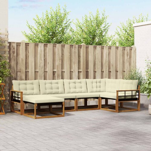  Set vanjskih sofa 6 kom. Prirodna i krem Čvrsto drvo akacije Cijene