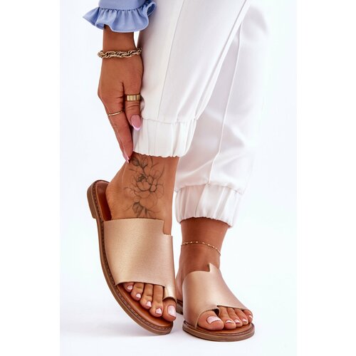 Kesi Women's leather flip-flops gold Amite Slike