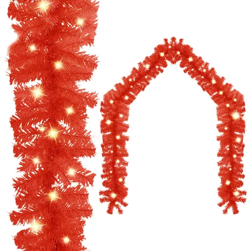 vidaXL božična girlanda z LED lučkami 10 m rdeča