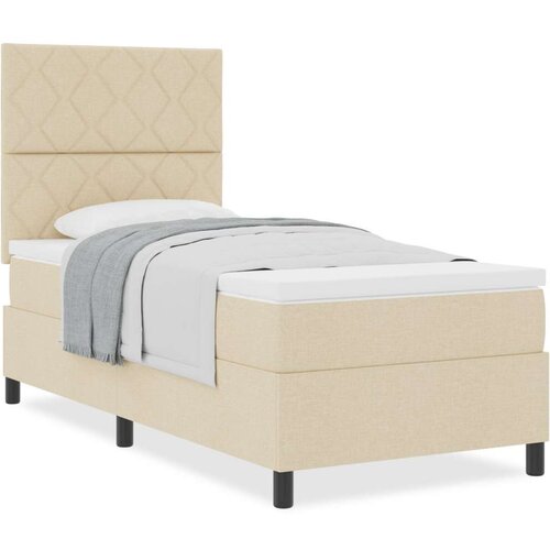 VidaXL krevet s kutijom s madracem krem boje 100x200 cm tkanina Slike