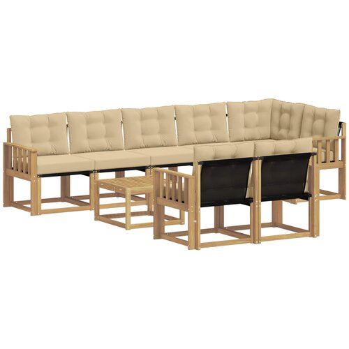 vidaXL Zunanja garnitura za sedenje z blazino 9 pcs Bela in bež, (5000282512) Cene