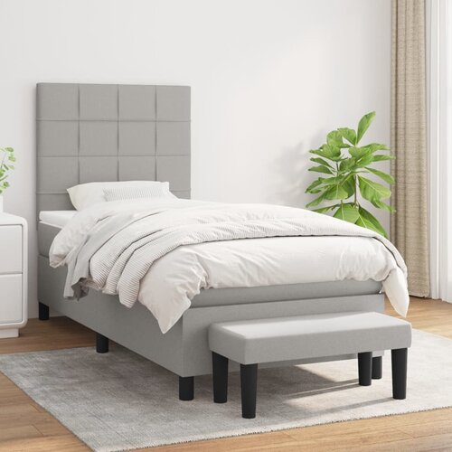 Box spring krevet s madracem svjetlosivi 90x190 cm od tkanine Cijene