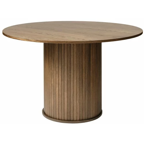Unique Furniture Okrogla jedilna miza v hrastovem dekorju ø 120 cm Nola –