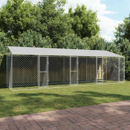 vidaXL Pasja kletka srebrna 800 x 200 x 256 cm Cinkana jeklena Cene