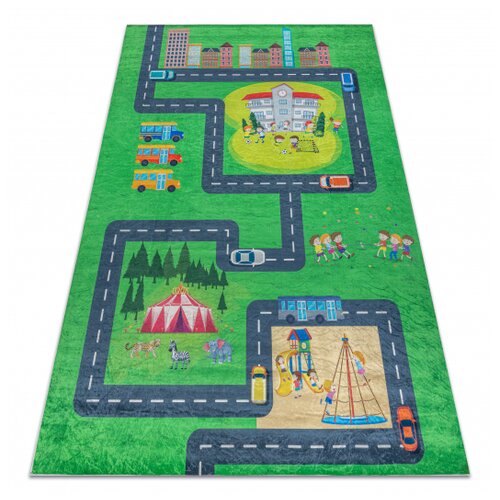 RugsX BAMBINO 2660 pralna preproga Mesto, ulice za otroke protizdrsna - zelena / siva 200x290 cm, (5000175402) Cene