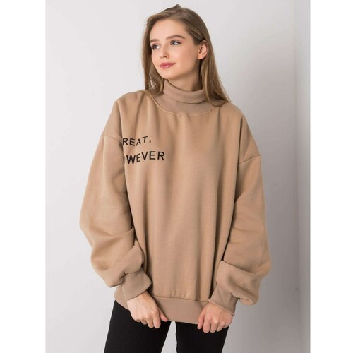 Fashion Hunters Dark beige insulated turtleneck sweatshirt Slike