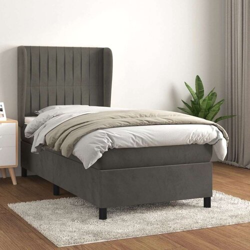 Box spring krevet s madracem tamnosivi 90x200 cm bar&amp;scaron;unasti Slike