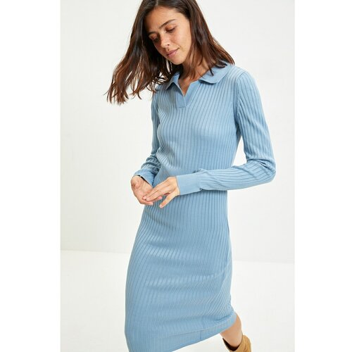 Trendyol Blue Polo Neck Sweater Dress Slike
