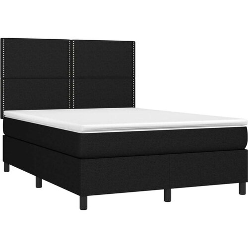  Krevet box spring s madracem LED crni 140x200 cm od tkanine Slike
