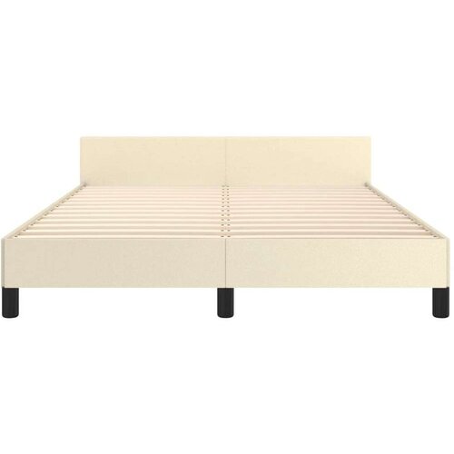  Okvir za krevet s uzglavljem krem 140x190 cm od umjetne kože - Krema 140 x 190 cm Gladak dizajn Slike