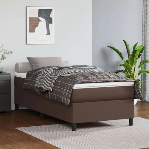 Krevet s oprugama i madracem smeđi 90 x 200 cm od umjetne kože