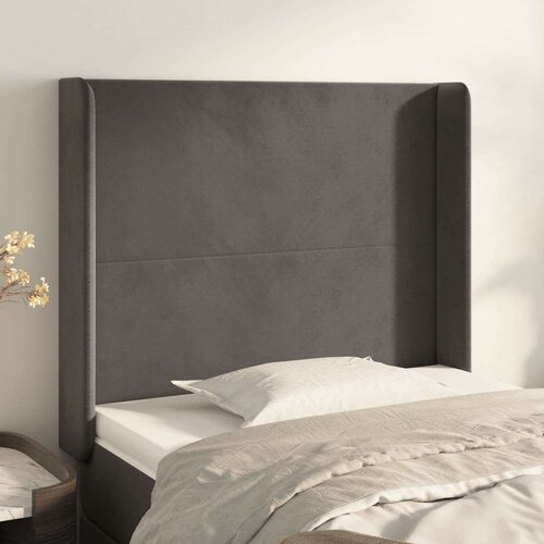  Uzglavlje s u&amp;scaron;ima tamnosivi 83x16x118/128 cm bar&amp;scaron;unasti Slike
