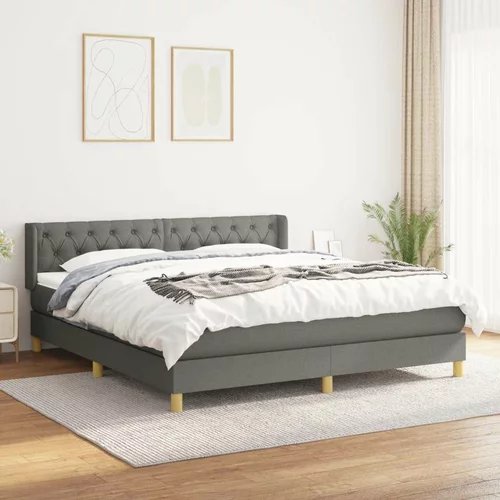  Box spring postelja z vzmetnico temno siva 160x200 cm blago, (20790187)