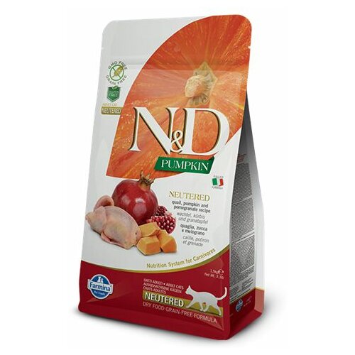 Farmina N&D pumpkin hrana za sterilisane mačke - quail & pomegranate 300gr Slike