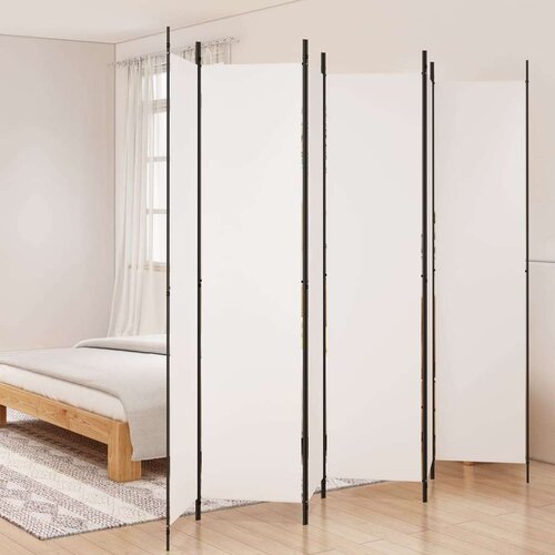 Sobna Paravan 6-delni bel 300x220 cm blago, (20594919) Cene
