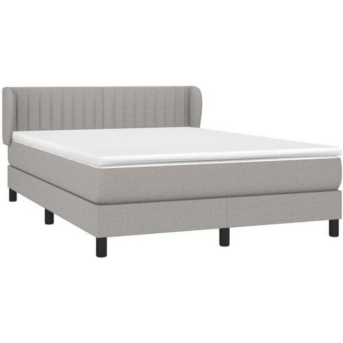  Krevet s oprugama i madracem svjetlosivi 140x190 cm od tkanine Slike