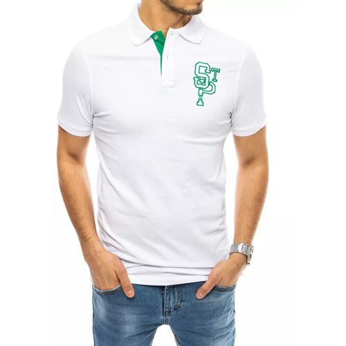 DStreet Men's white polo shirt with embroidery PX0439 Slike
