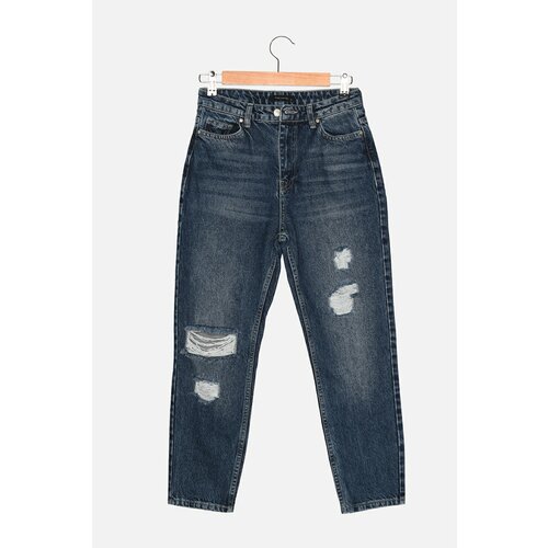 Trendyol Indigo Petite Ripped Detailed High Waist Mom Jeans Slike
