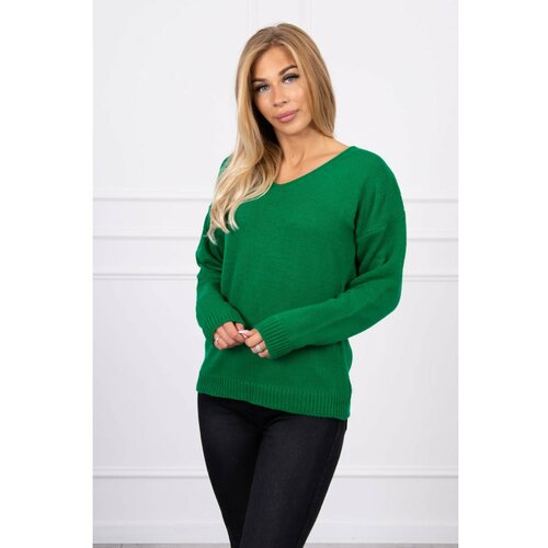 Kesi Sweater with V neckline green Slike