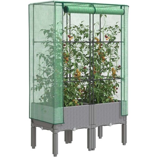 vidaXL Visoka greda s prevleko za rastlinjak videz ratana 80x40x140 cm Cene