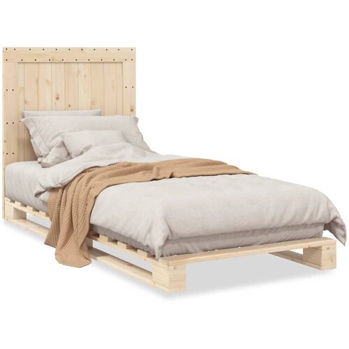 VidaXL Okvir kreveta s uzglavljem 90 x 200 cm od masivne borovine Slike